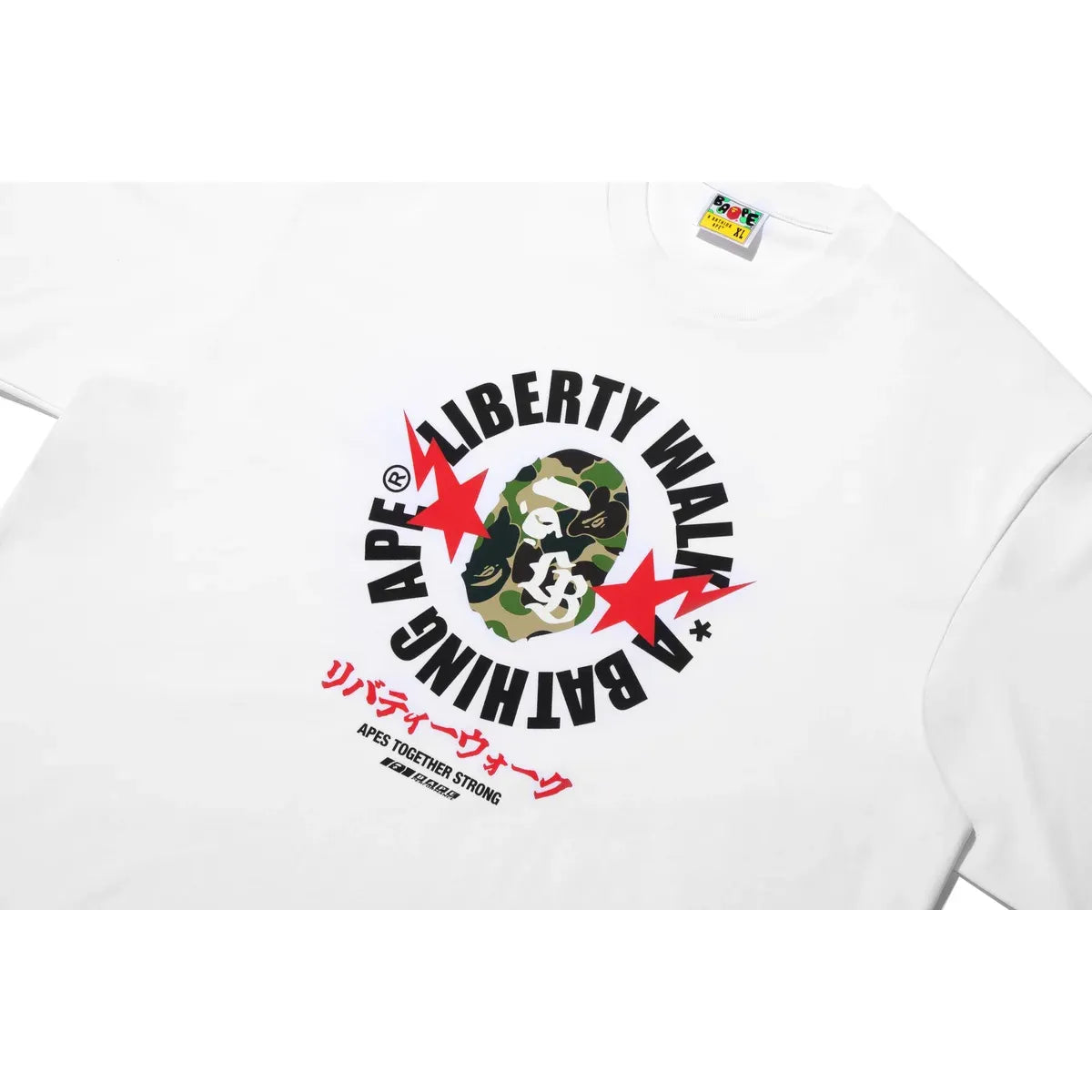 BAPE X LIBERTY WALK ABC CAMO APE HEAD RELAXED FIT TEE WHITE