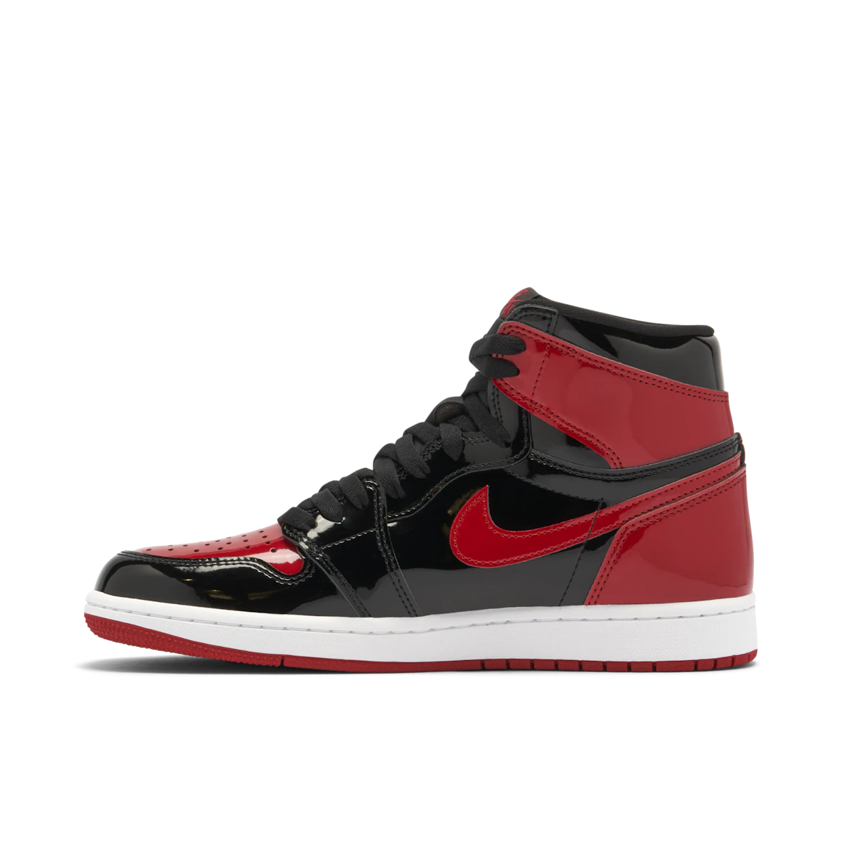 Jordan 1 Retro High OG Patent Bred by Jordan's in Shoes. Available at KershKicks for £235.00. A must-have for fans of Jordan's looking to elevate their style with this Shoes.