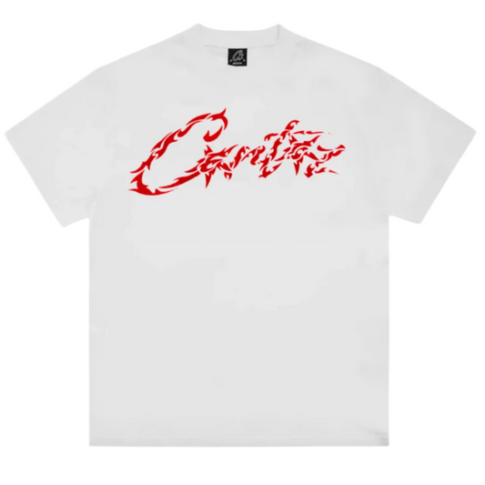 Corteiz Allstarz Red Flames Tee White