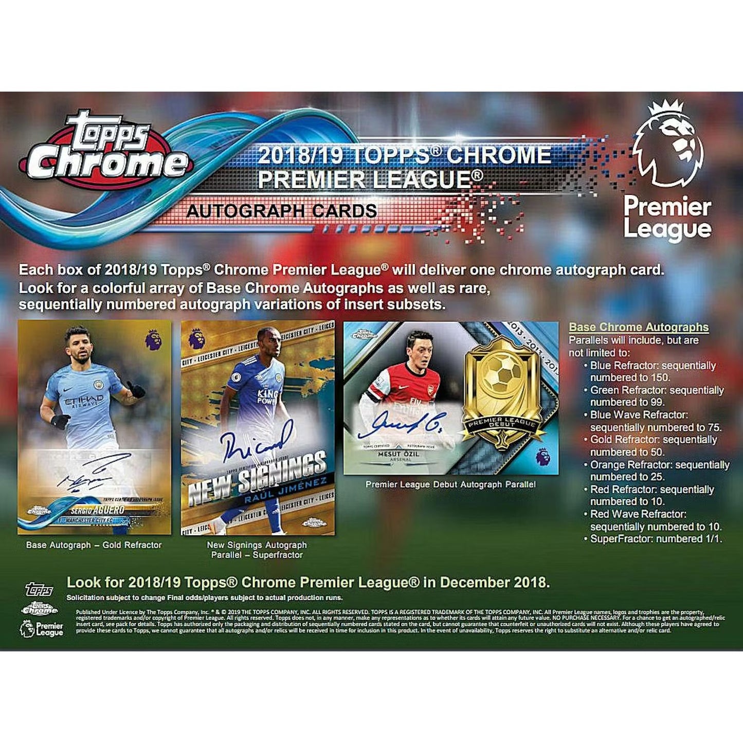 Topps Premier League Chrome 2018/19 Sealed Hobby Box Sealed