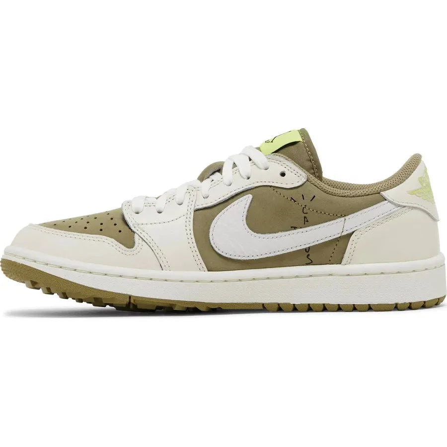 Travis Scott Air Jordan 1 Low Golf Olive Black by Travis Scott in Shoes. Available at KershKicks for £1100.00. A must-have for fans of Travis Scott looking to elevate their style with this Shoes.