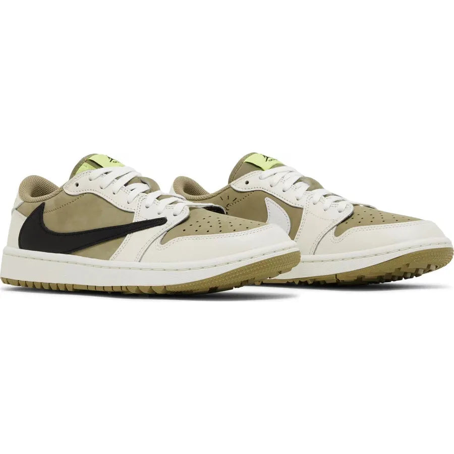 Travis Scott Air Jordan 1 Low Golf Olive Black by Travis Scott in Shoes. Available at KershKicks for £1100.00. A must-have for fans of Travis Scott looking to elevate their style with this Shoes.