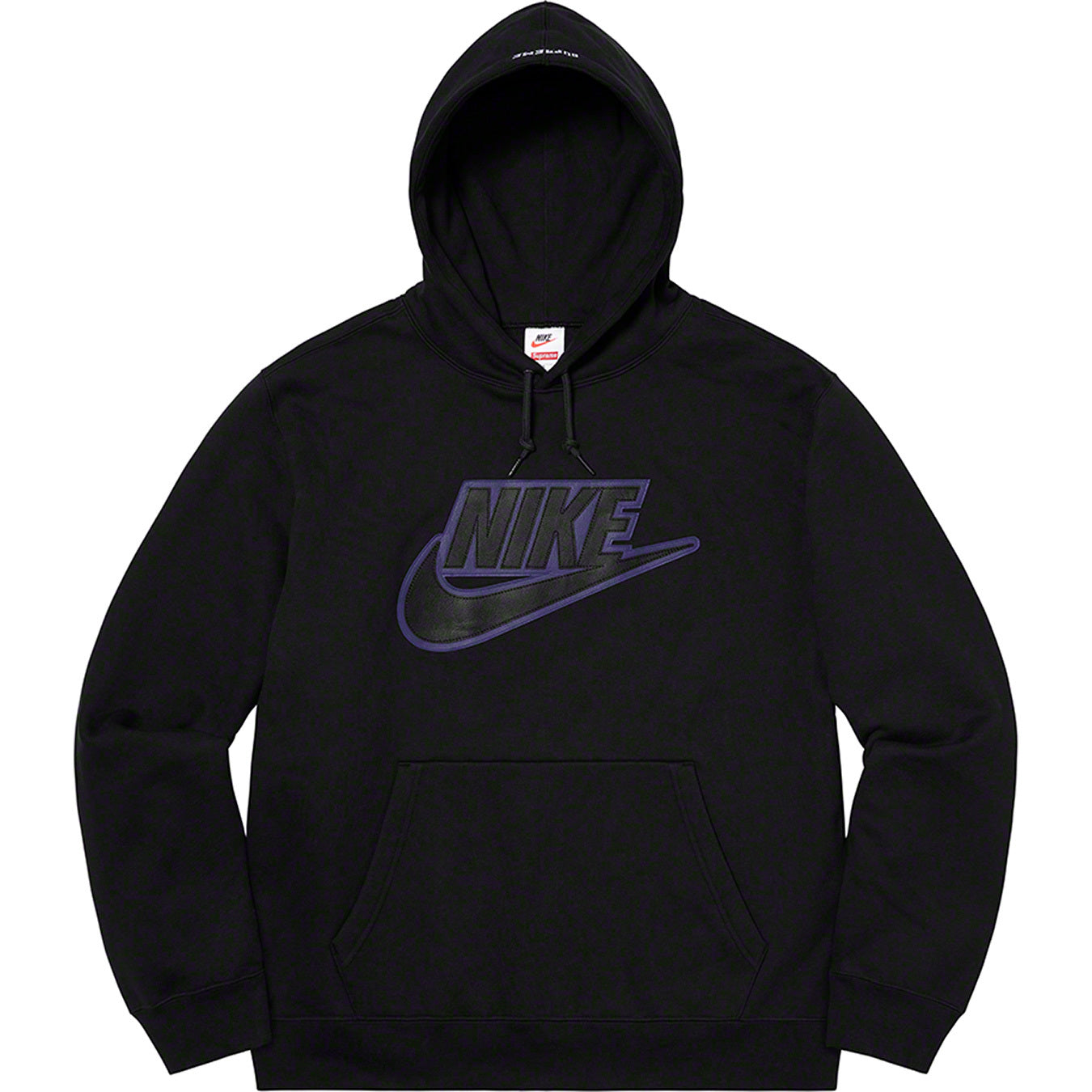 Supreme Nike Leather Applique Hooded Sweatshirt Black