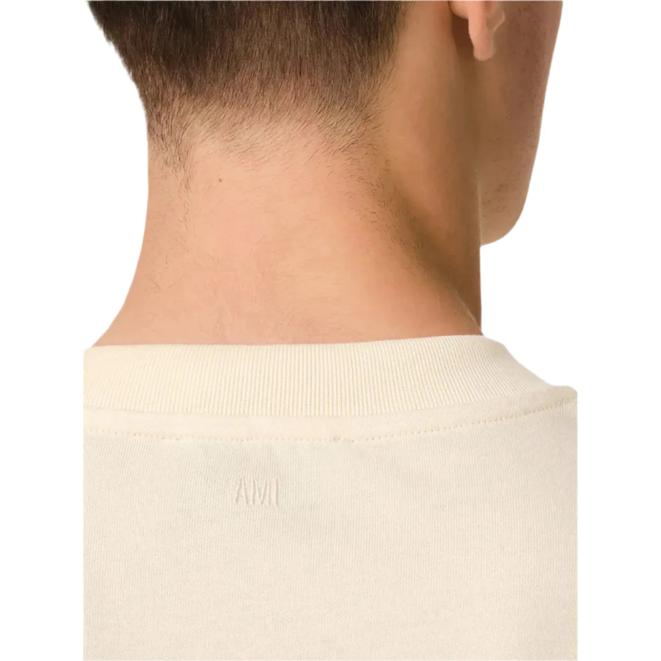 AMI Paris Cotton Ami de Coeur Patch T-Shirt Beige Red