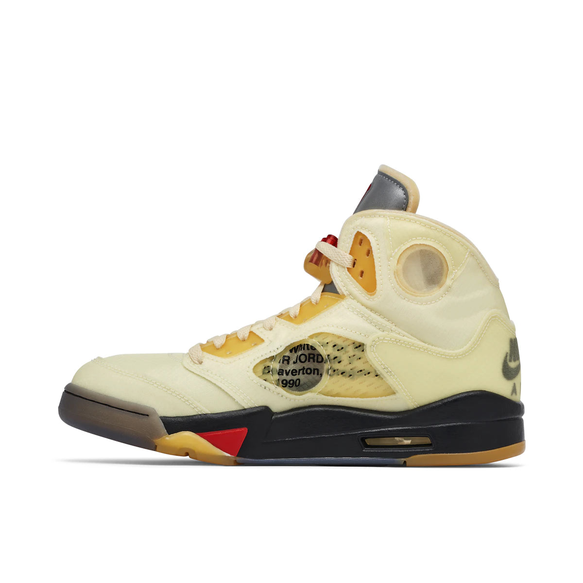 Jordan 5 Retro OFF-WHITE Sail by Jordan's in Shoes. Available at KershKicks for £500.00. A must-have for fans of Jordan's looking to elevate their style with this Shoes.