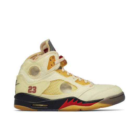 Jordan 5 Retro OFF-WHITE Sail by Jordan's in Shoes. Available at KershKicks for £500.00. A must-have for fans of Jordan's looking to elevate their style with this Shoes.