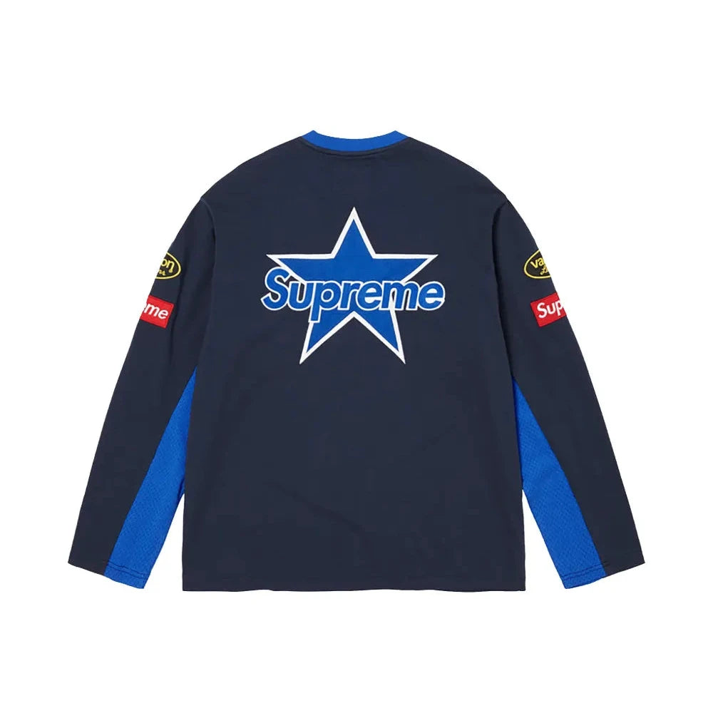 Supreme x Vanson Leathers long-sleeved T-shirt Navy Blue