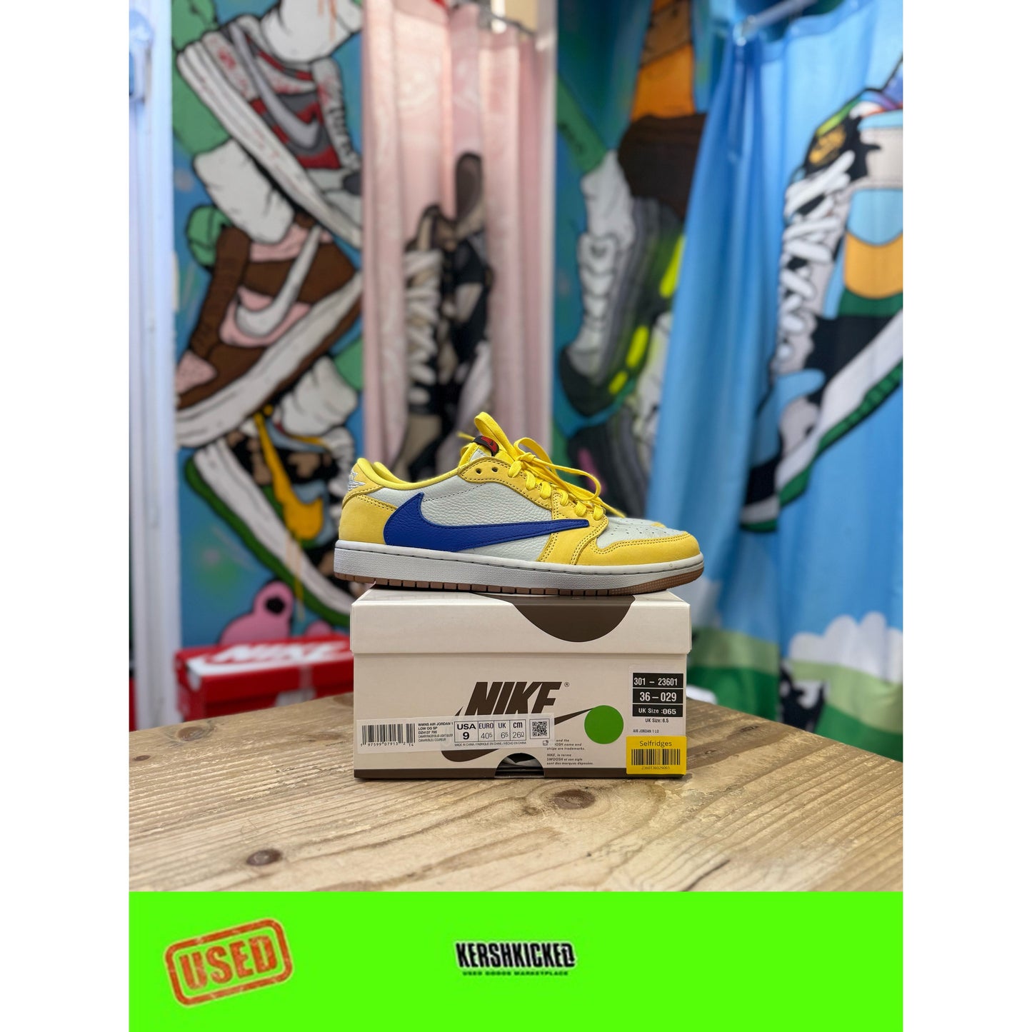 Jordan 1 Low Travis Scott Canery UK6.5