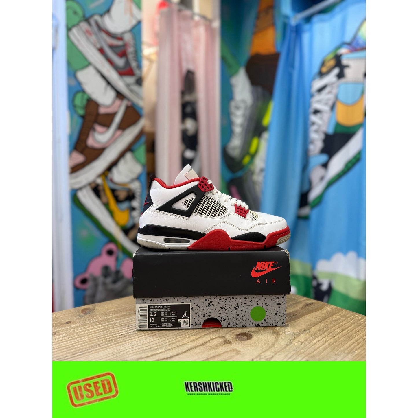 Jordan 4 Fire Red UK7.5