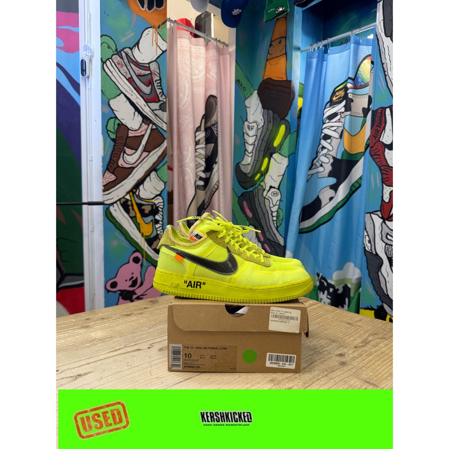 Nike Air Force 1 Low Off-White Volt UK 9