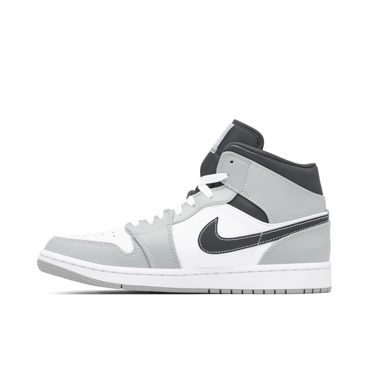 Jordan 1 Mid Light Smoke Grey Anthracite by Jordan's in Shoes. Available at KershKicks for £185.00. A must-have for fans of Jordan's looking to elevate their style with this Shoes.