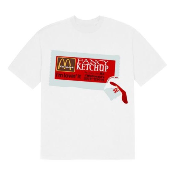 Travis Scott x CPFM 4 CJ Ketchup T-Shirt White by Travis Scott in . Available at KershKicks for £95.00. A must-have for fans of Travis Scott looking to elevate their style with this T-Shirt.