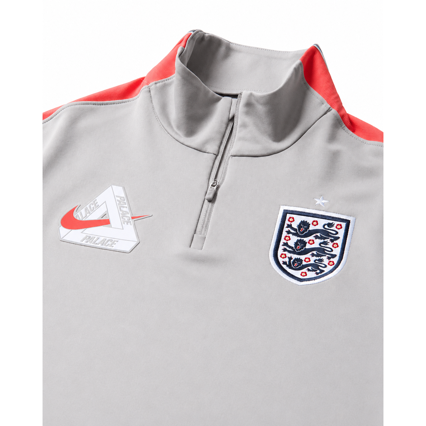 Palace x Nike England Dri-FIT Strike Drill Top Pewter Grey/Cool Grey/Bright Crimson