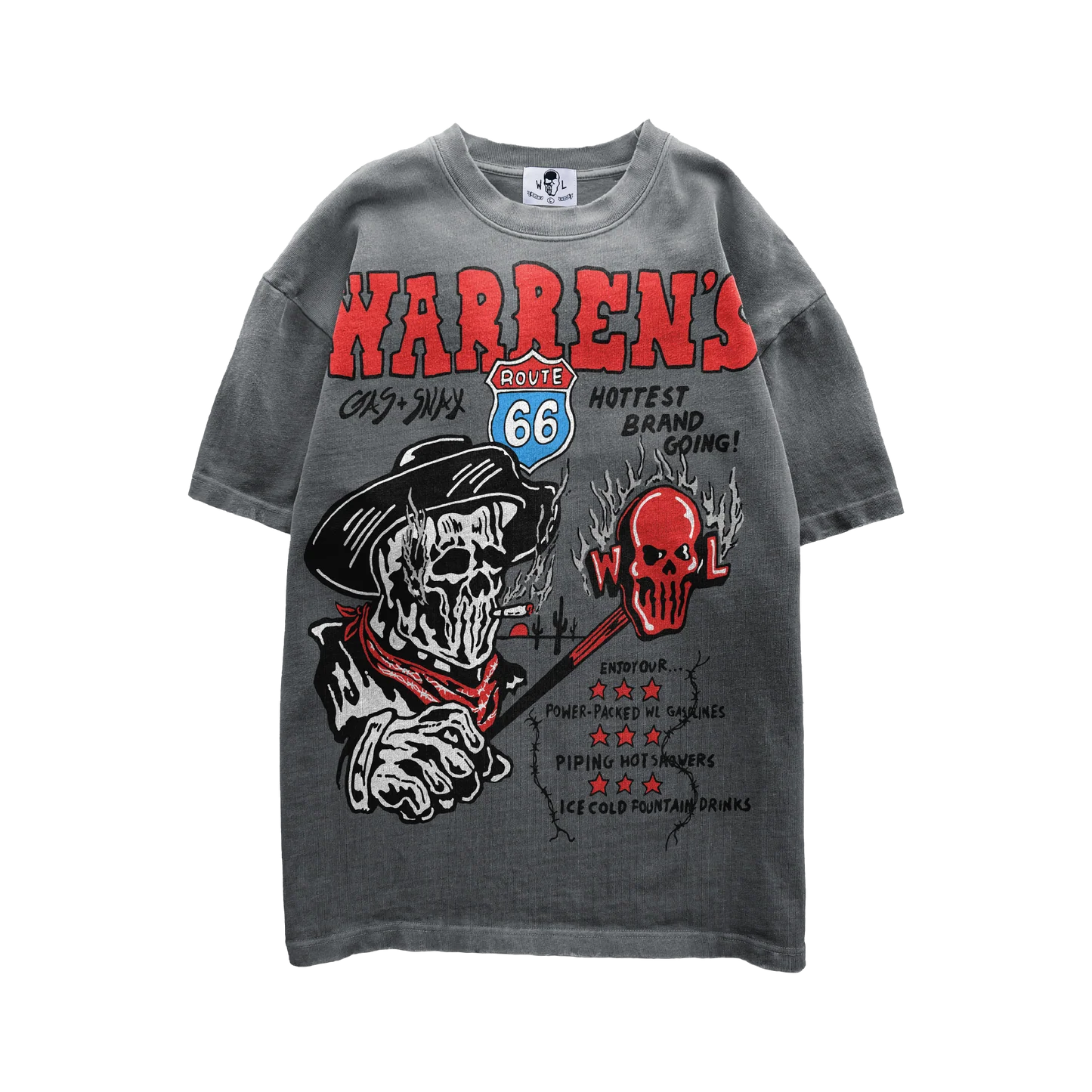 Warren Lotas Warren's Gas and Snax T-Shirt - Sunfaded Charcoal