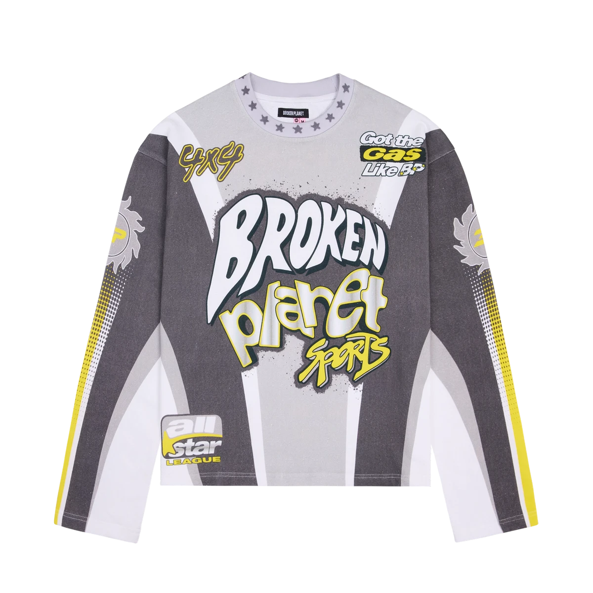 BROKEN PLANET SPORTS LONG SLEEVE TEE GREY YELLOW | Broken Planet