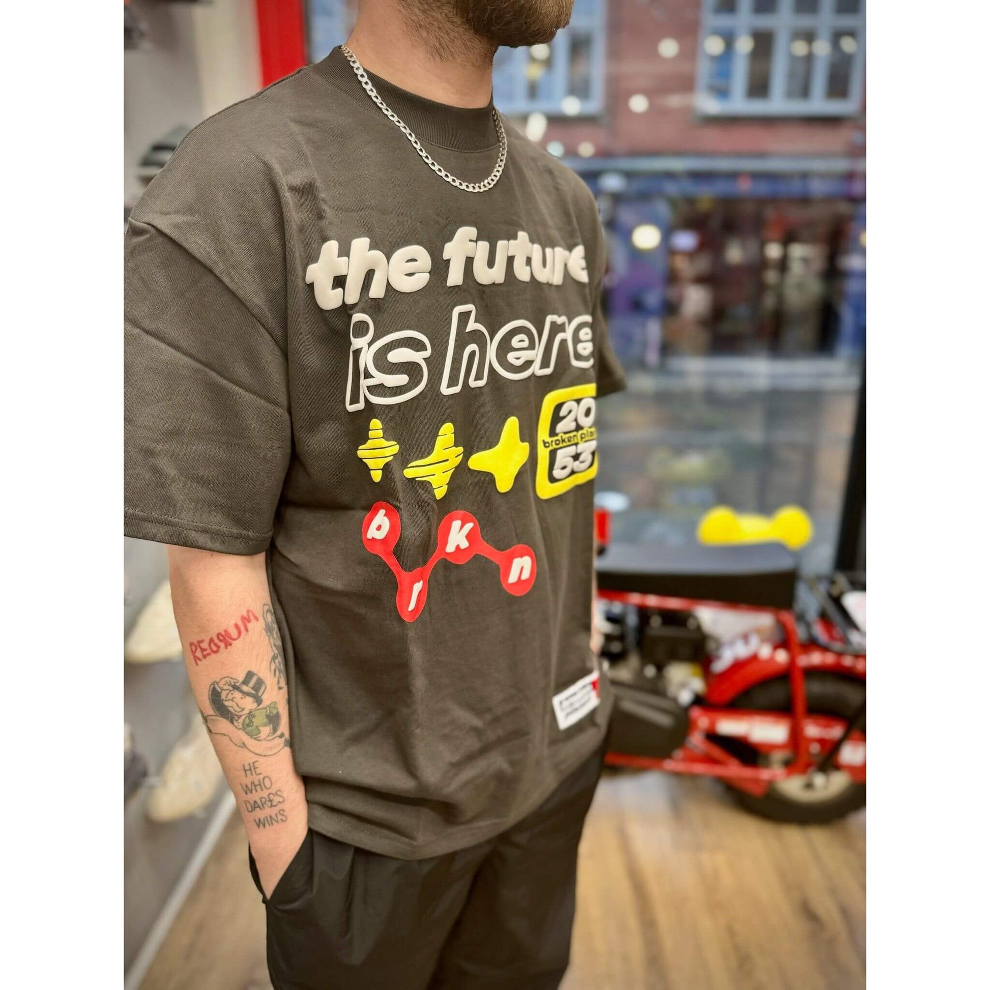 Broken Planet The Future Is Here Tee Black by Broken Planet Market in Clothing. Available at KershKicks for £90.00. A must-have for fans of Broken Planet Market looking to elevate their style with this T-Shirt.