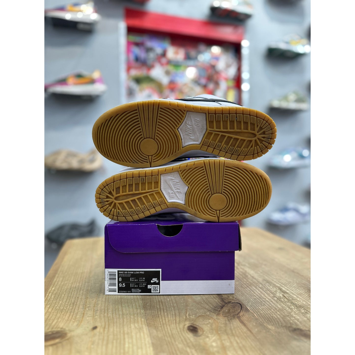 Nike SB Dunk Low Pro White Gum UK 7