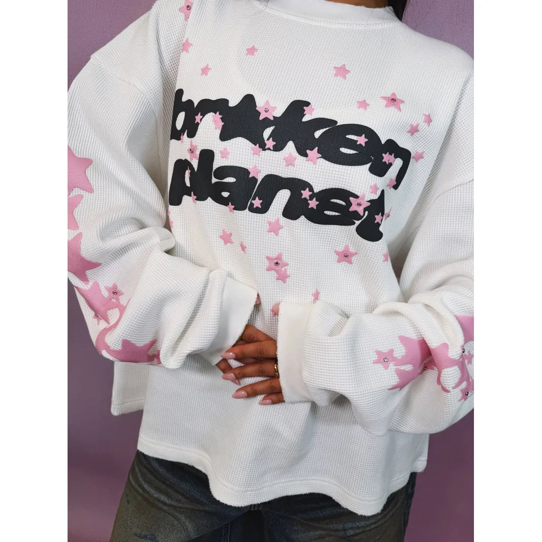 BROKEN PLANET VANILLA WHITE ALLSTARS WAFFLE LONG SLEEVE