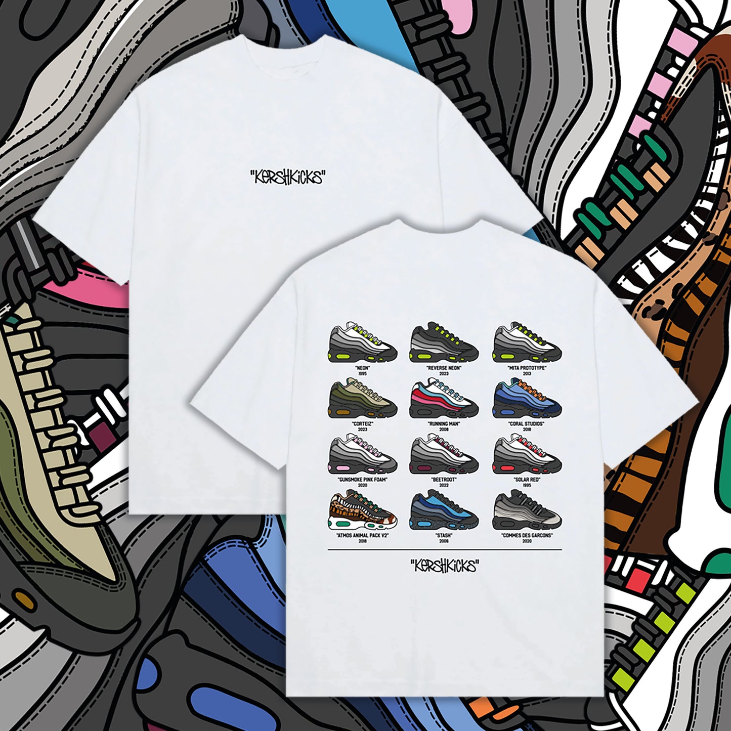 The 95 Rotation Tee - White by KershKicks in Clothing. Available at KershKicks for £35.00. A must-have for fans of KershKicks looking to elevate their style with this T-Shirt.