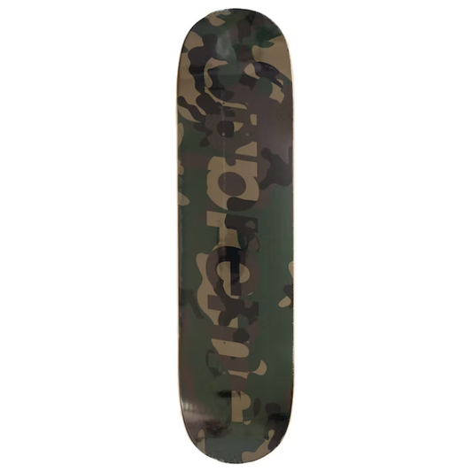 Supreme Camo Logo Skateboard Deck Woodland Camo by Supreme in . Available at KershKicks for £125.00. A must-have for fans of Supreme looking to elevate their style with this Skateboard.