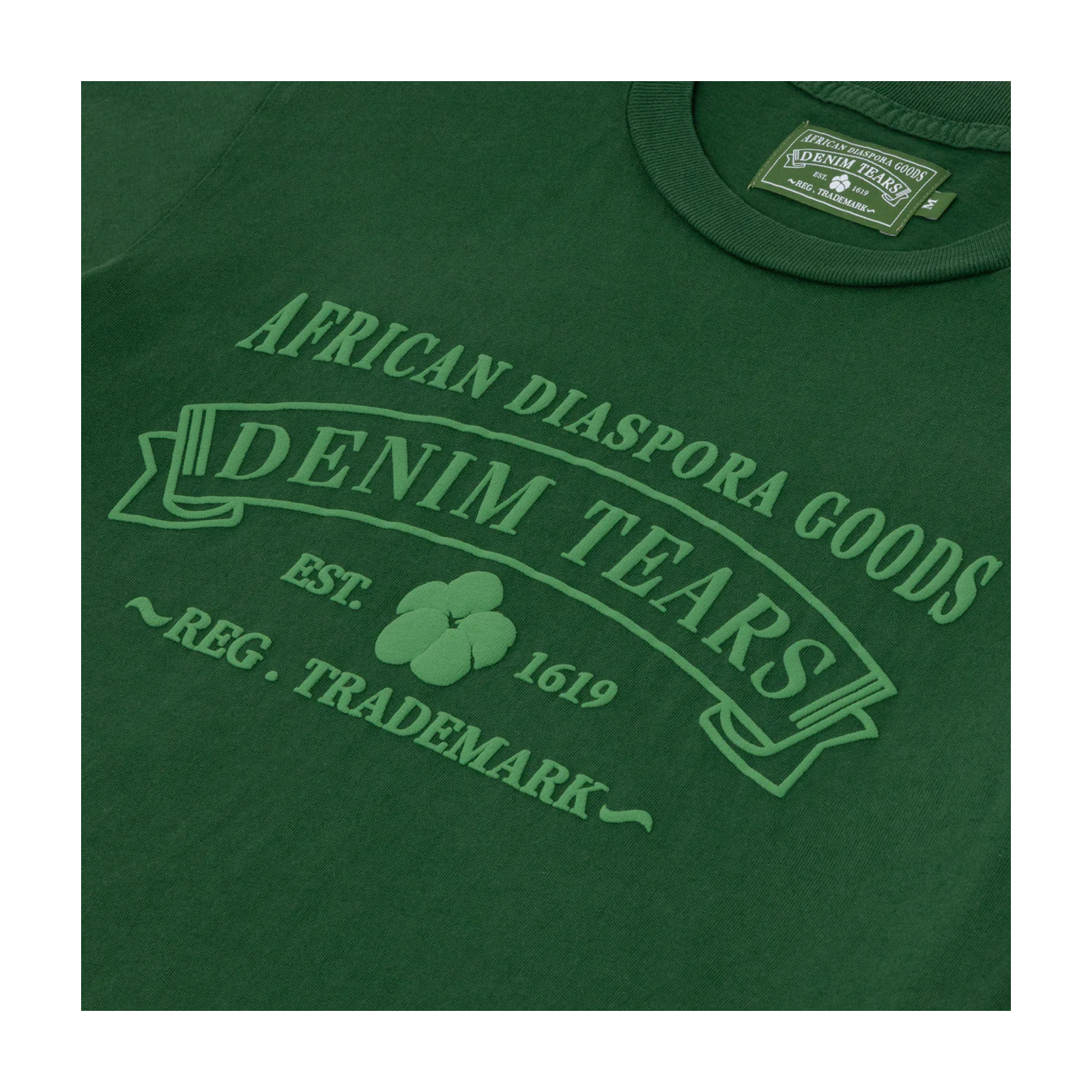 Denim Tears ADG Tee Green by Denim Tears in . Available at KershKicks for £95.00. A must-have for fans of Denim Tears looking to elevate their style with this T-Shirt.