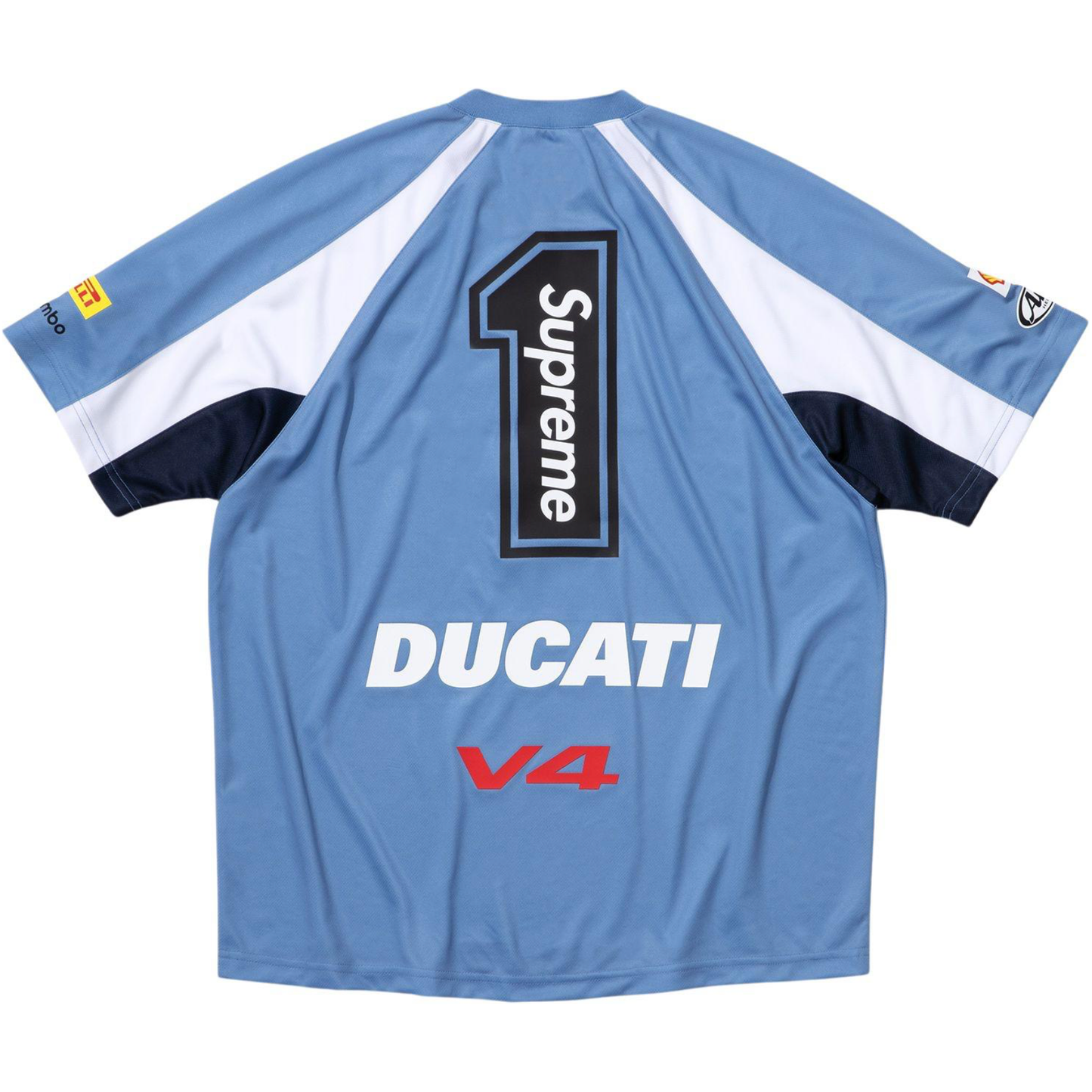SUPREME®/DUCATI® SOCCER JERSEY BLUE by Supreme in . Available at KershKicks for £195.00. A must-have for fans of Supreme looking to elevate their style with this T-Shirt.