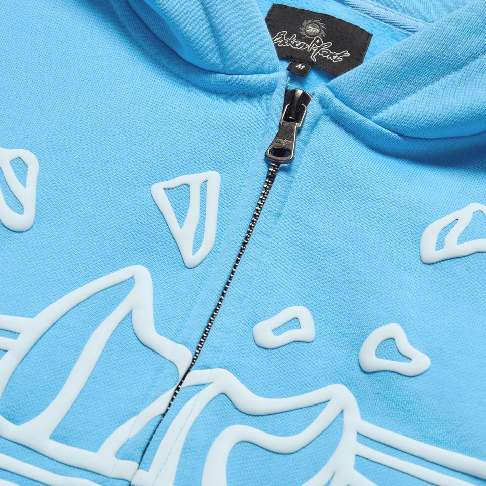 Broken Planet Zip-Up Hoodie Light Blue by Broken Planet Market in Clothing. Available at KershKicks for £175.00. A must-have for fans of Broken Planet Market looking to elevate their style with this Hoodie.