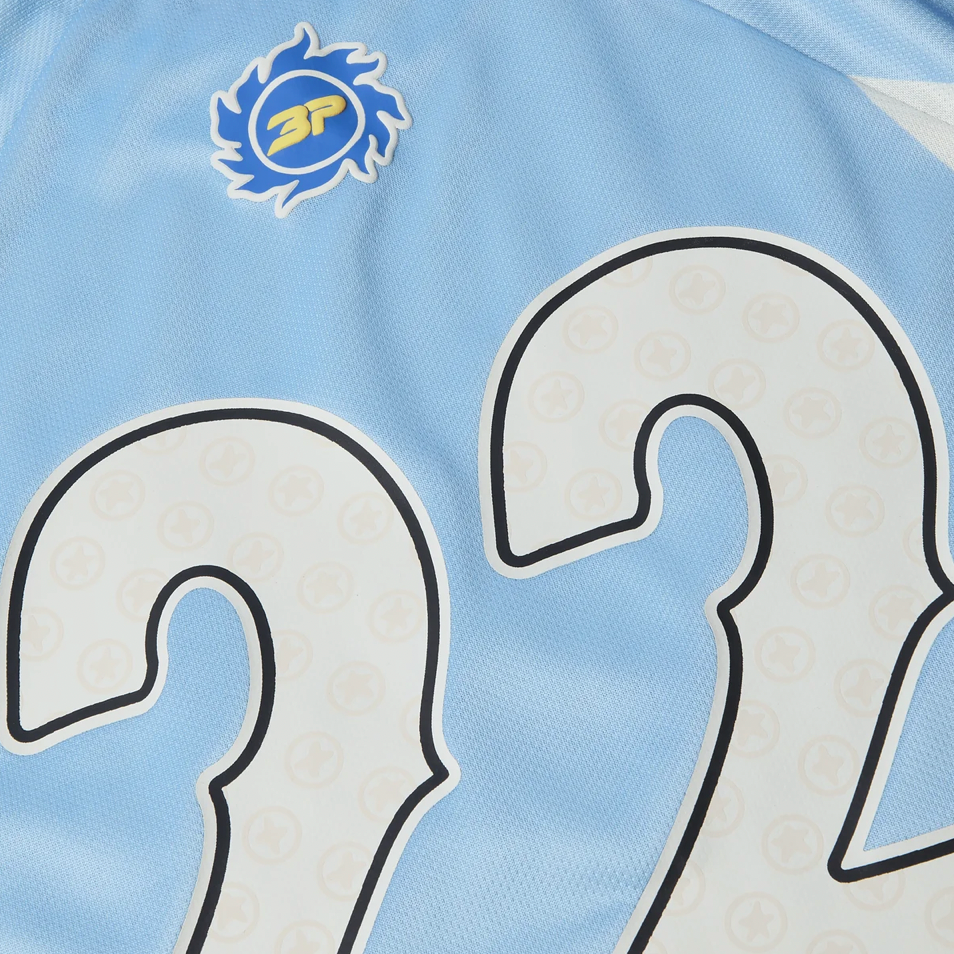 Broken Planet Market Football Jersey Light Blue by Broken Planet Market in Uncategorized. Available at KershKicks for £115.00. A must-have for fans of Broken Planet Market looking to elevate their style with this T-Shirt.