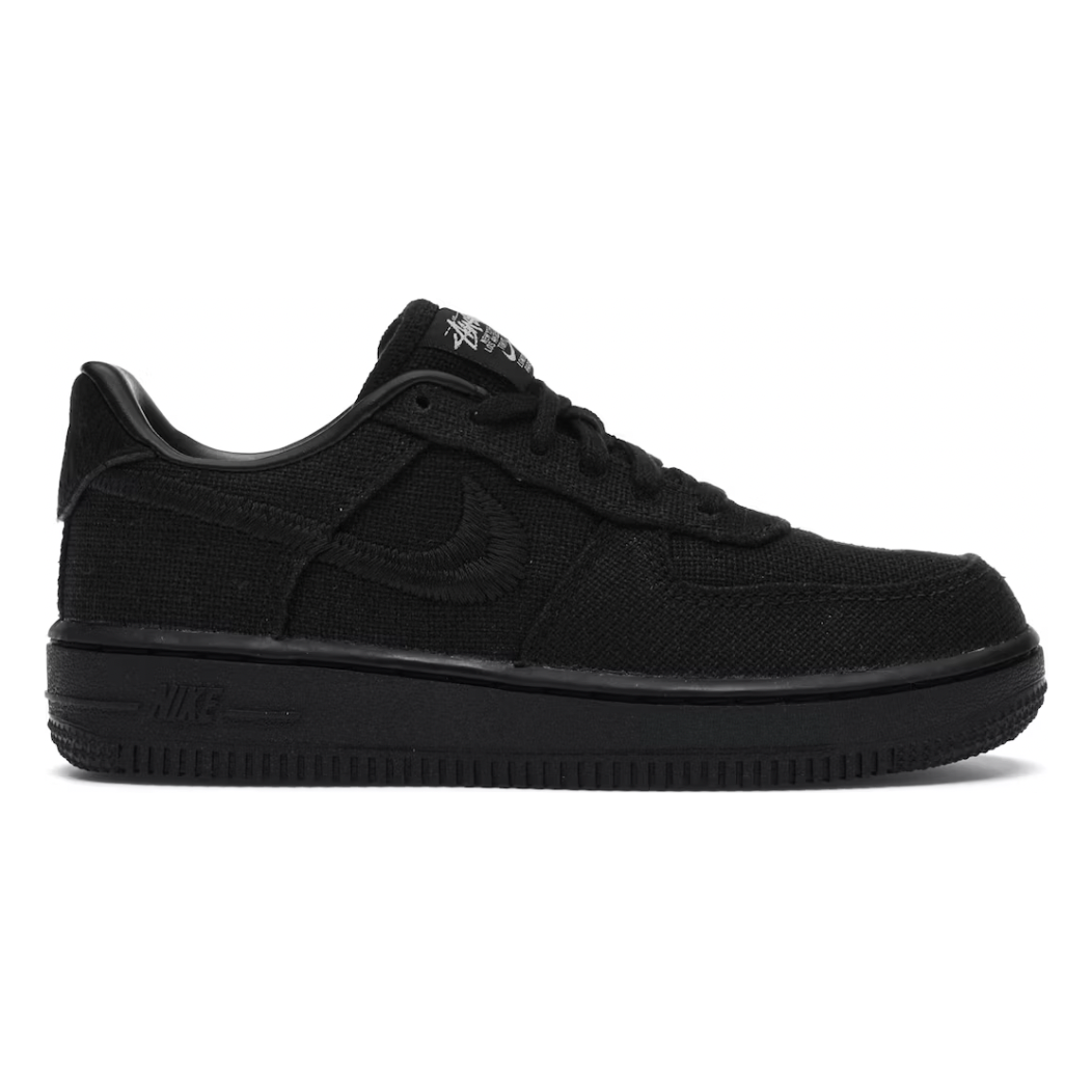 Nike Air Force 1 Low Stussy Black (PS) by Nike in Shoes. Available at KershKicks for £100.00. A must-have for fans of Nike looking to elevate their style with this Kids Trainers.