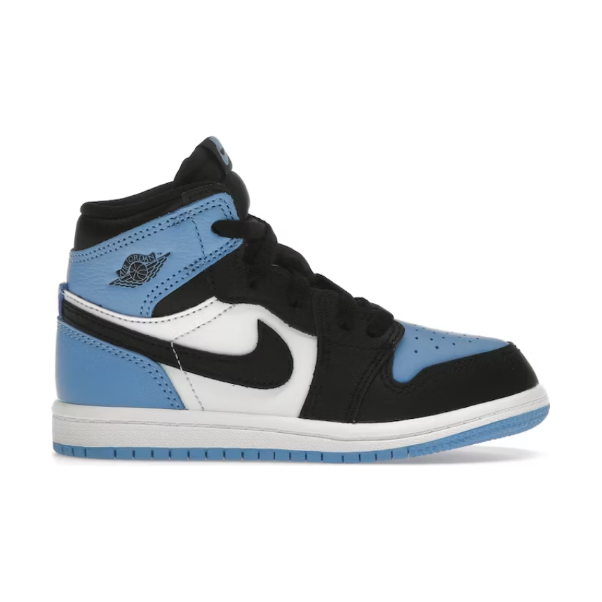 Jordan 1 Retro High OG UNC Toe (TD) by Jordan's in Shoes. Available at KershKicks for £80.00. A must-have for fans of Jordan's looking to elevate their style with this Kids Trainers.