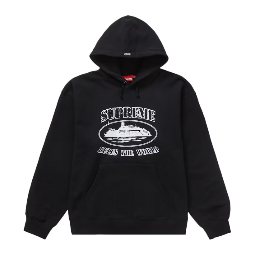 Supreme Corteiz Rules The World Hoodie Black by Supreme in Uncategorized. Available at KershKicks for £350.00. A must-have for fans of Supreme looking to elevate their style with this Hoodie.