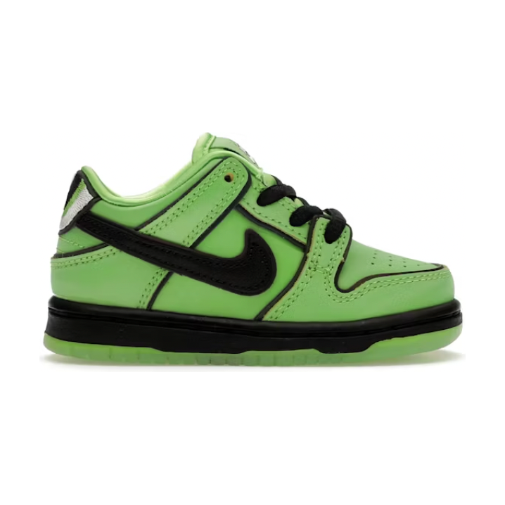 Nike SB Dunk Low The Powerpuff Girls Buttercup (TD) by Nike in Shoes. Available at KershKicks for £85.00. A must-have for fans of Nike looking to elevate their style with this Kids Trainers.