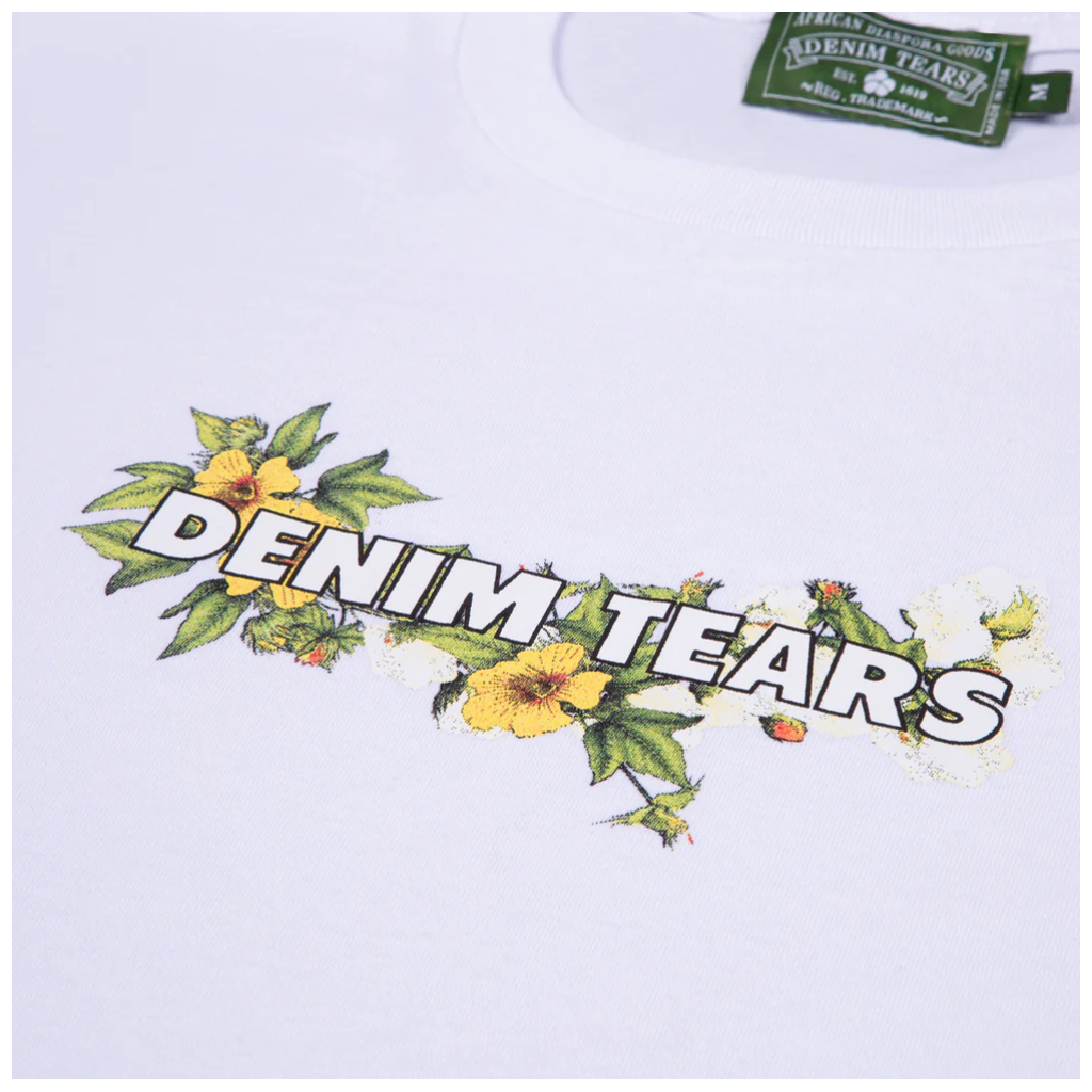 Denim Tears Logo Tee White by Denim Tears in . Available at KershKicks for £95.00. A must-have for fans of Denim Tears looking to elevate their style with this T-Shirt.
