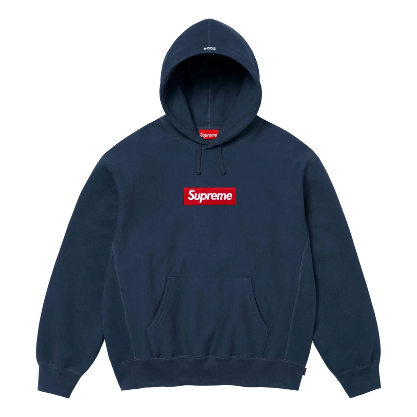 Supreme Box Logo Hooded Sweatshirt FW24 Navy Supreme KershKicks