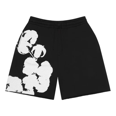 Denim Tears Big Cotton Wreath Sweat Shorts Black