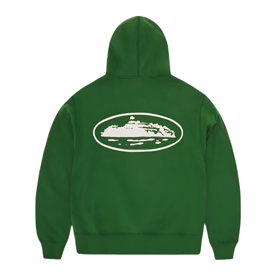 Corteiz Island Puff Print Zip Hoodie Green