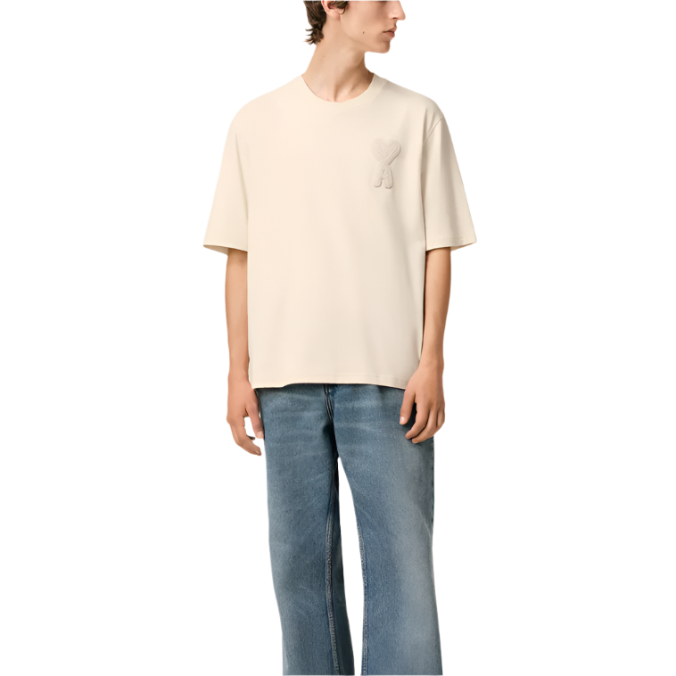 AMI Paris Ami de Coeur Patch T-Shirt Beige