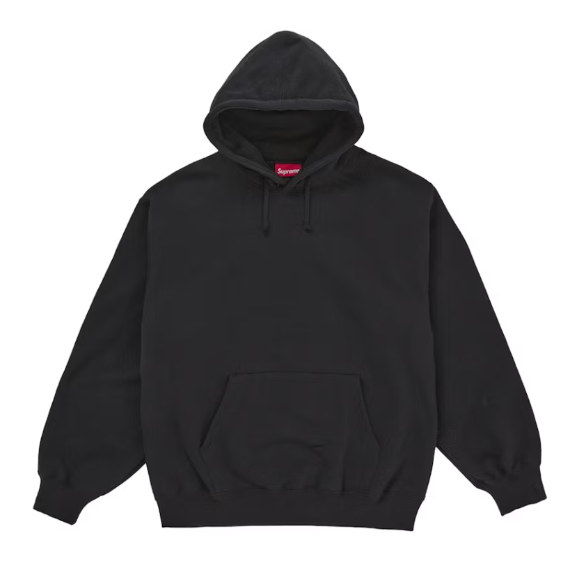 Supreme Satin Appliqué Hooded Sweatshirt (FW25) Black