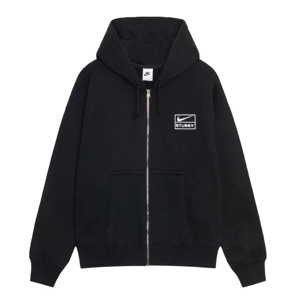 Stussy x Nike Stone Washed Fleece Zip Hoodie (FW25) Black