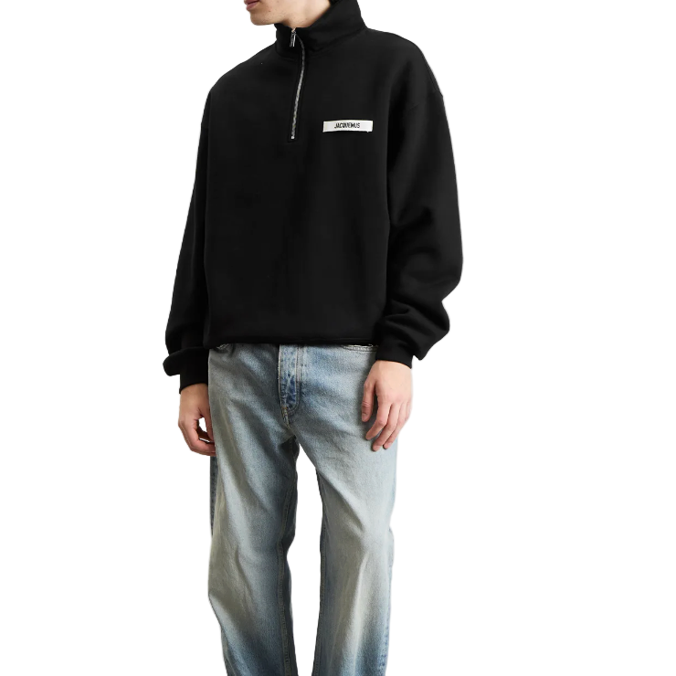 Jacquemus Gros Grain Zip Sweat Black