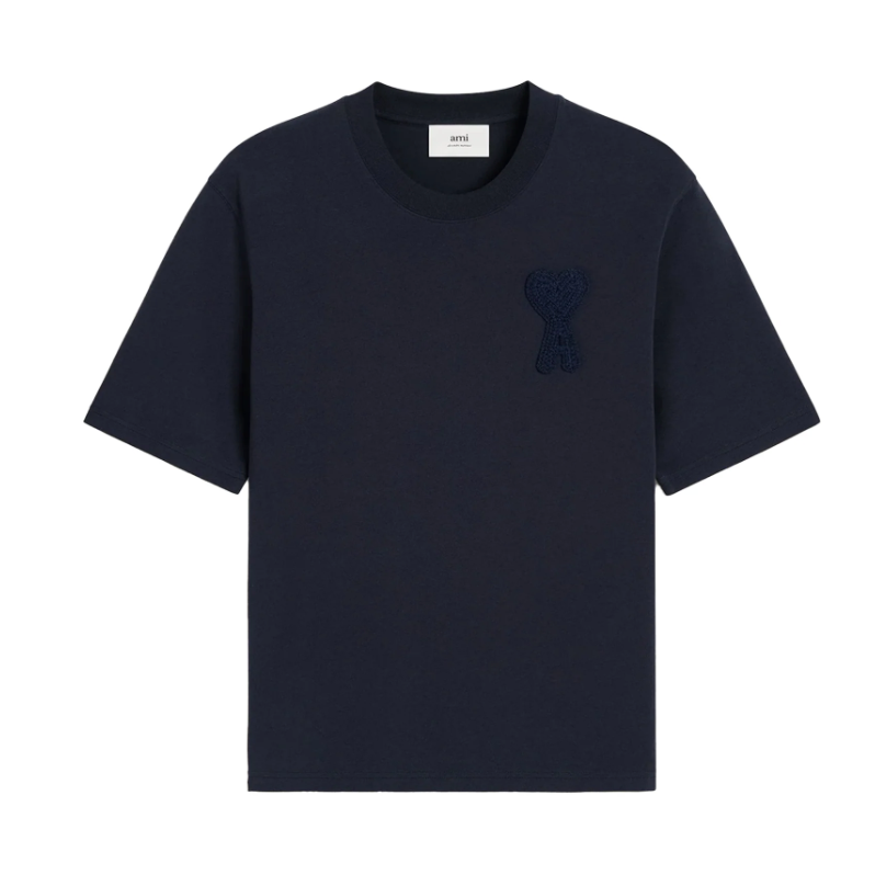 AMI Paris Ami de Coeur Patch T-Shirt Navy Blue | Ami Paris