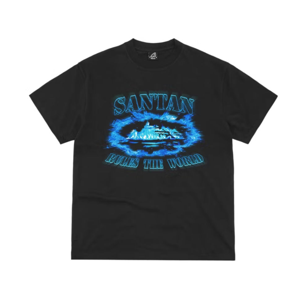 Corteiz Santan Alcatraz Tee Black/Blue Flame | Corteiz | KershKicks