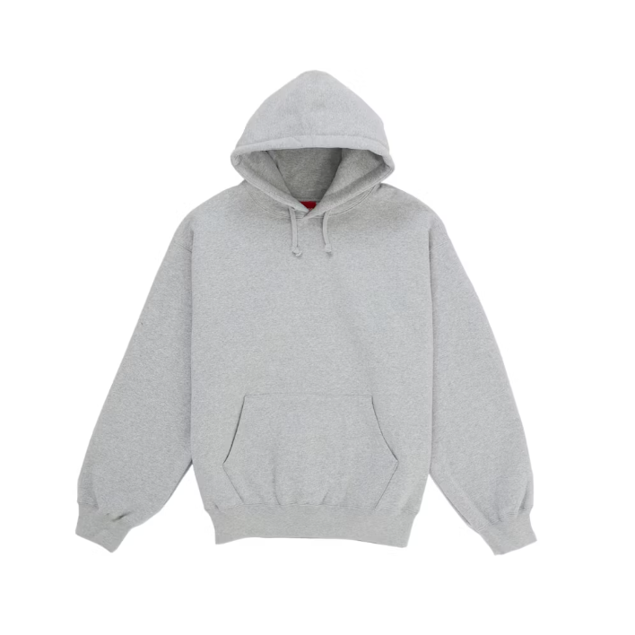 Supreme Satin Appliqué Hooded Sweatshirt Heather Grey SS26