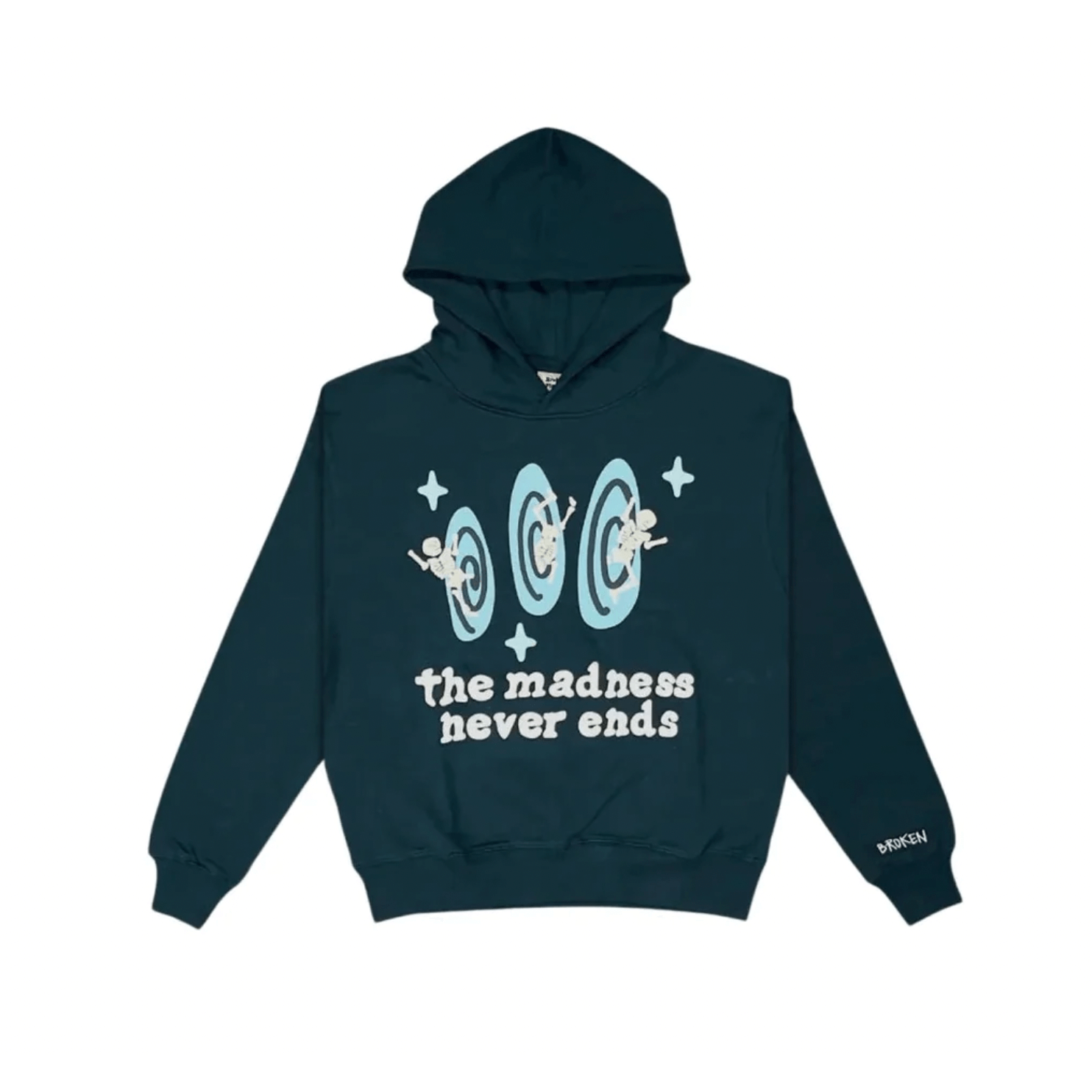 Broken Planet Market Madness Never Ends Hoodie - Sapphire by Broken Planet Market in Clothing. Available at KershKicks for £195.00. A must-have for fans of Broken Planet Market looking to elevate their style with this Hoodie.