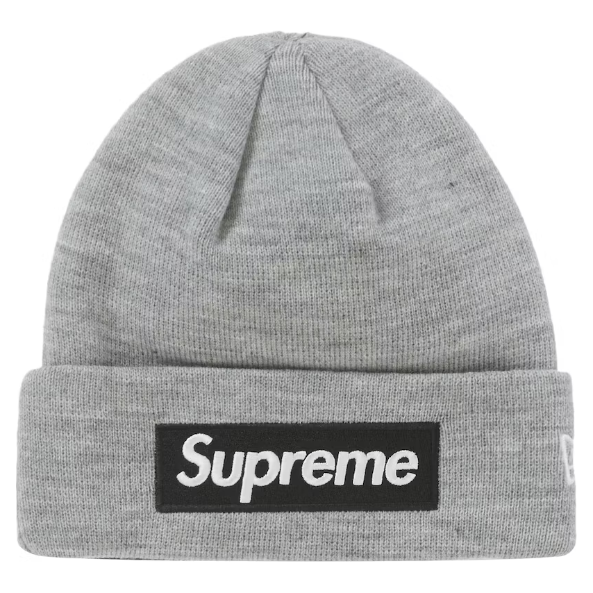 Supreme New Era Box Logo Beanie FW22 Heather Grey Supreme