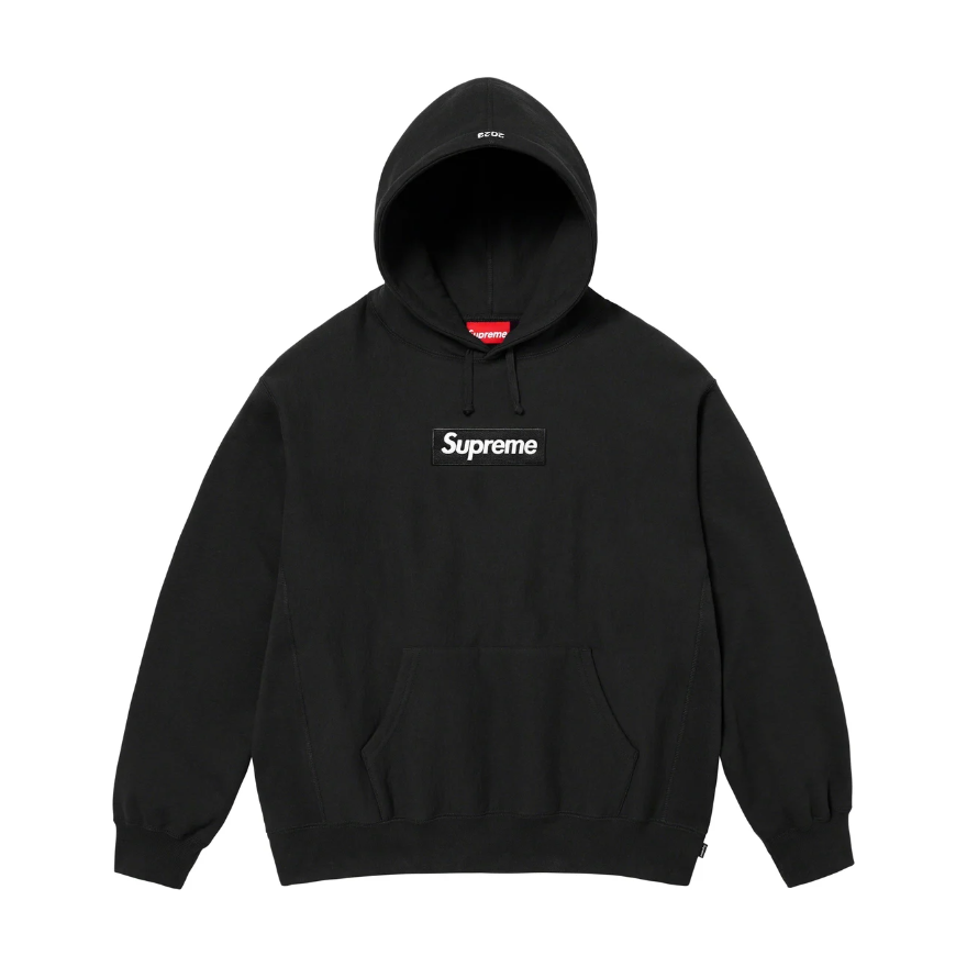 Supreme box logo top hoodie black and red