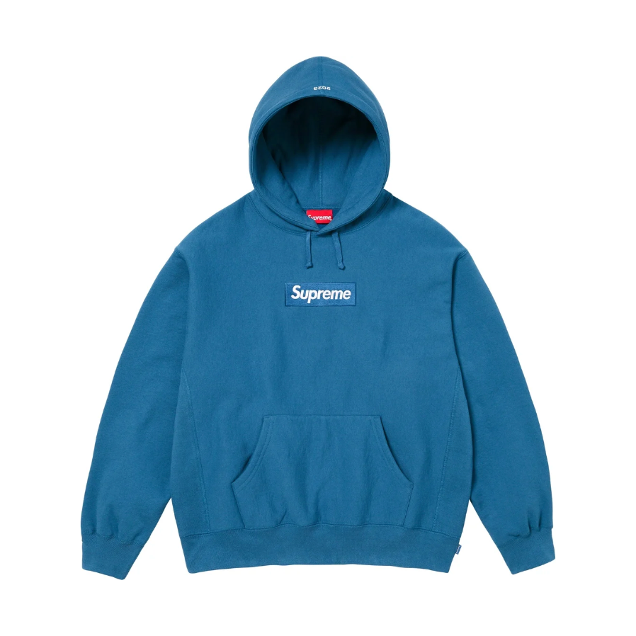 Supreme Box Logo Hooded Sweatshirt FW23 Blue Supreme KershKicks