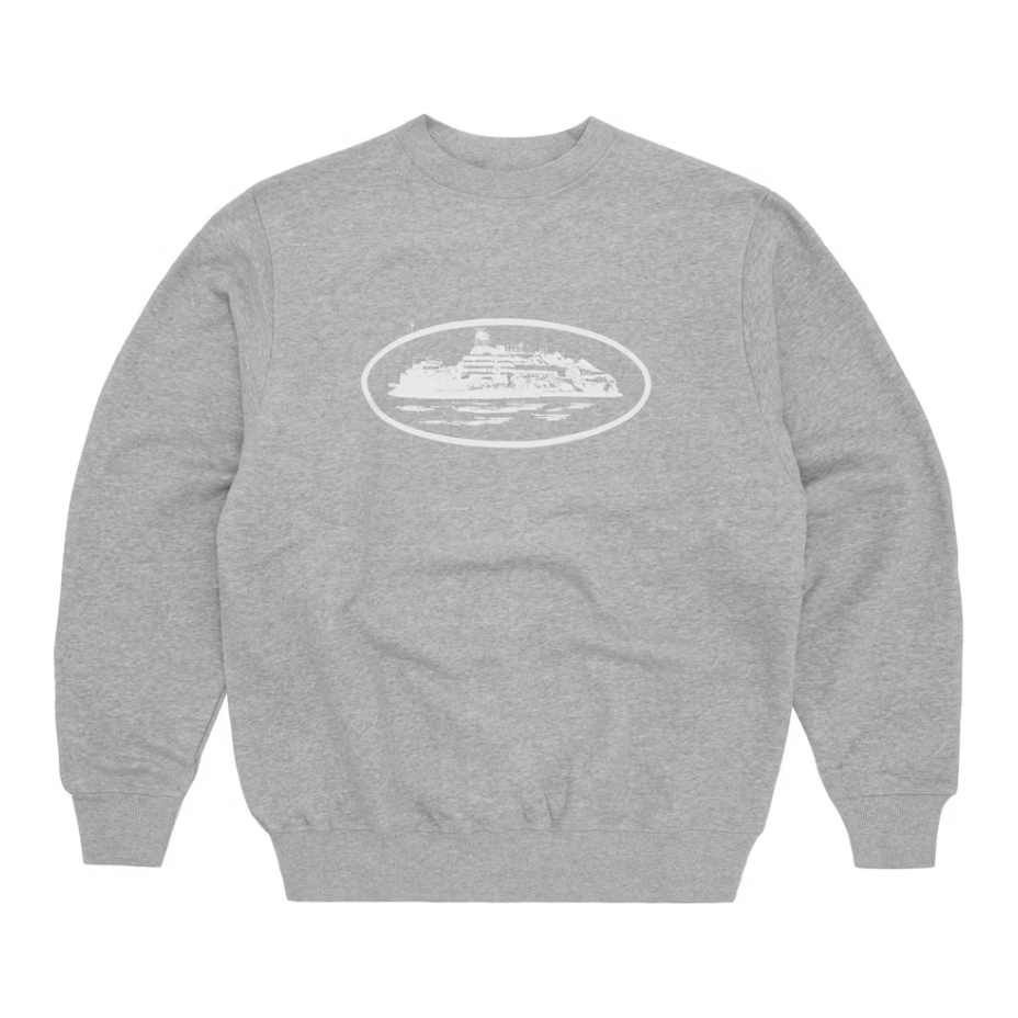 Corteiz OG Alcatraz Sweatshirt - Heather Grey by Corteiz in Clothing. Available at KershKicks for £180.00. A must-have for fans of Corteiz looking to elevate their style with this Crewneck.