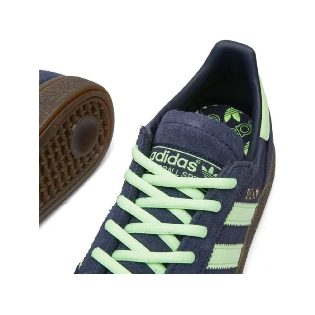 Adidas Handball Spezial Legend Ink Green Spark by Adidas in Shoes. Available at KershKicks for £65.00. A must-have for fans of Adidas looking to elevate their style with this Shoes.