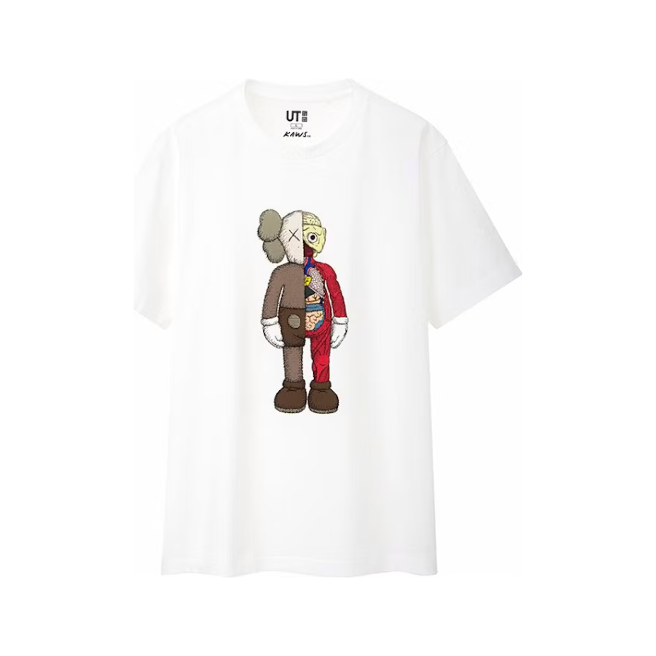 KAWS x Uniqlo Flayed Tee White by Kaws in Uncategorized. Available at KershKicks for £50.00. A must-have for fans of Kaws looking to elevate their style with this T-Shirt.